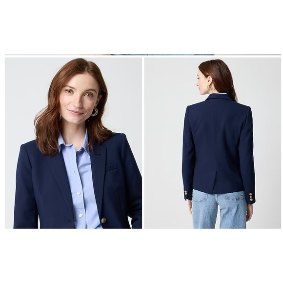 J. Crew Schoolboy Navy Wool Blazer Gold Button School Career Academia Women 8T - Picture 2 of 14